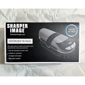 Sharper Image Design Motorized Tie Rack Holds 45 Ties + 4 Belts Brand New Sealed